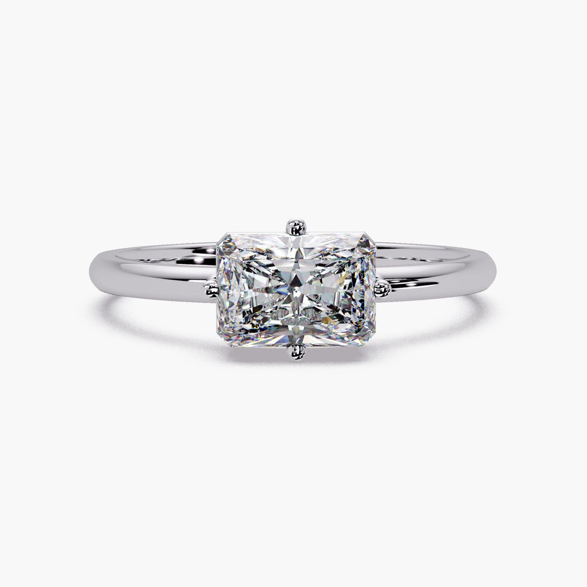 1 ct radiant cut lab diamond engagement ring east west solitaire in 14k white gold