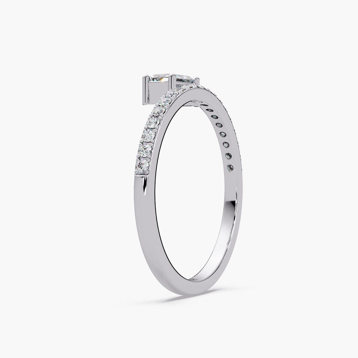white gold emerald cut east west diamond ring lab grown engagement ring