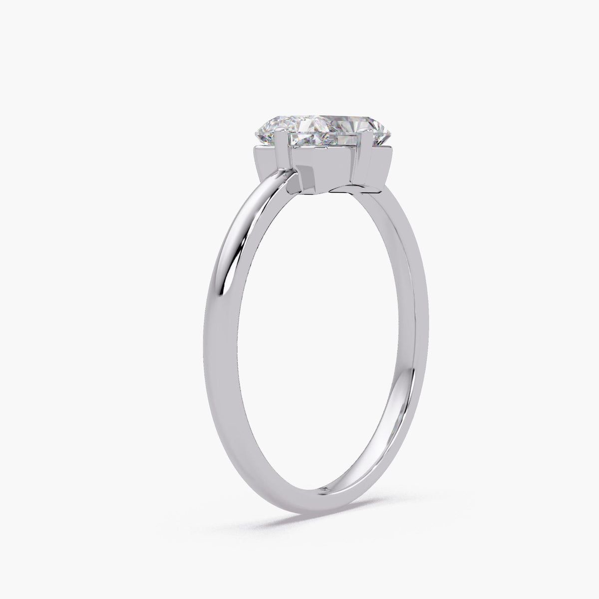 1 ct radiant cut lab diamond engagement ring east west solitaire in 14k white gold