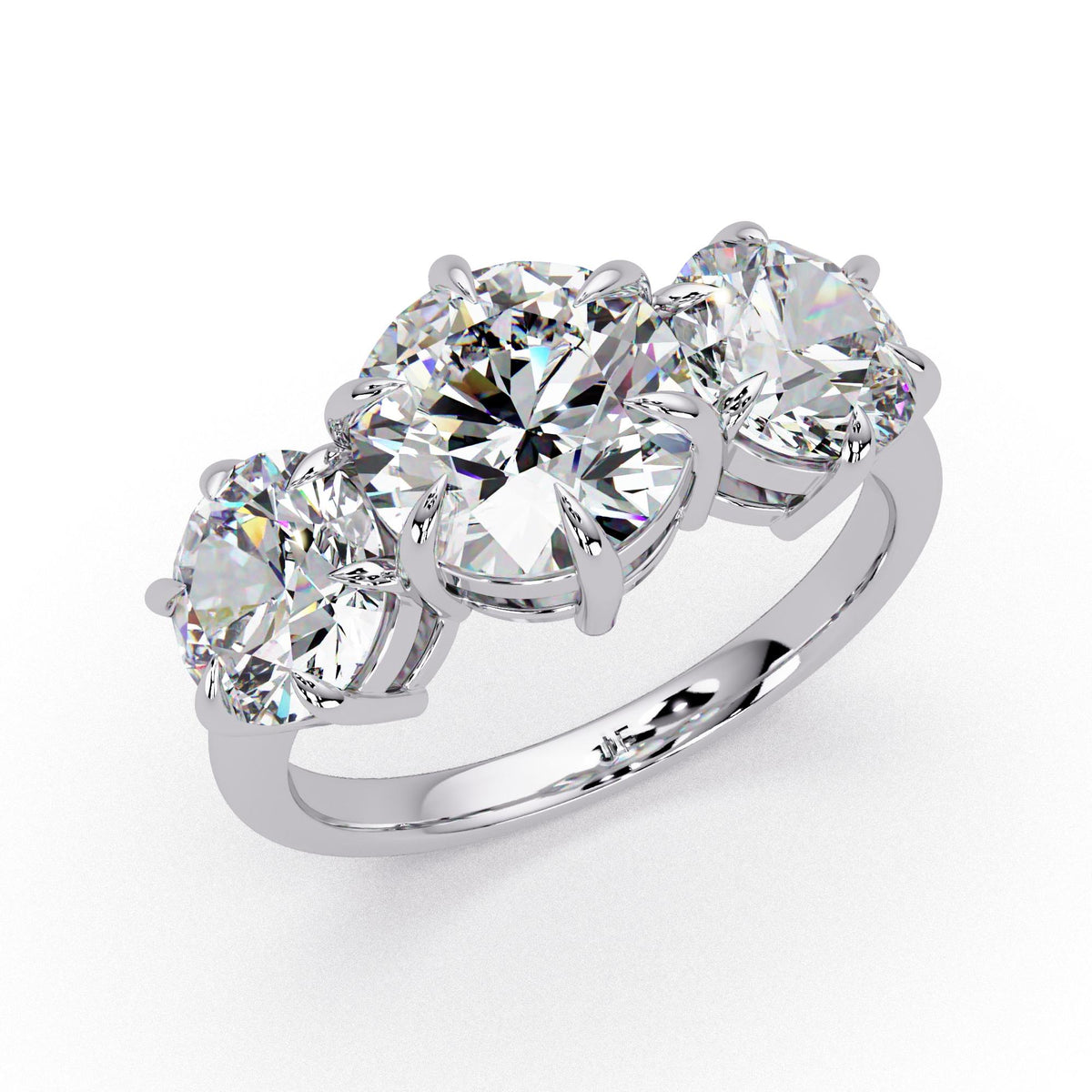 4ct round three stone lab diamond ring with prong setting