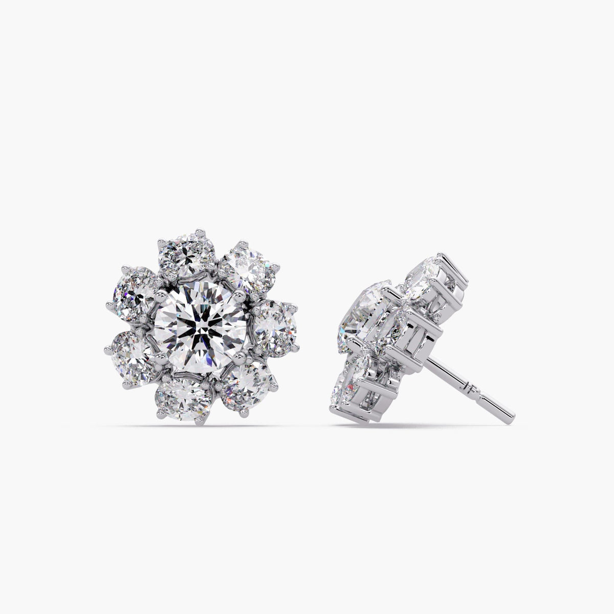 14K Gold Diamond Blossom Stud / Diamond Earring Cluster Yellow Gold / Lab Grown Diamond Earrings Halo / Lab Diamond Statement Earrings / Diamond Stud Earrings Bride / Lab Diamond Earrings Wedding / Ladies Diamond 14Kt Earrings