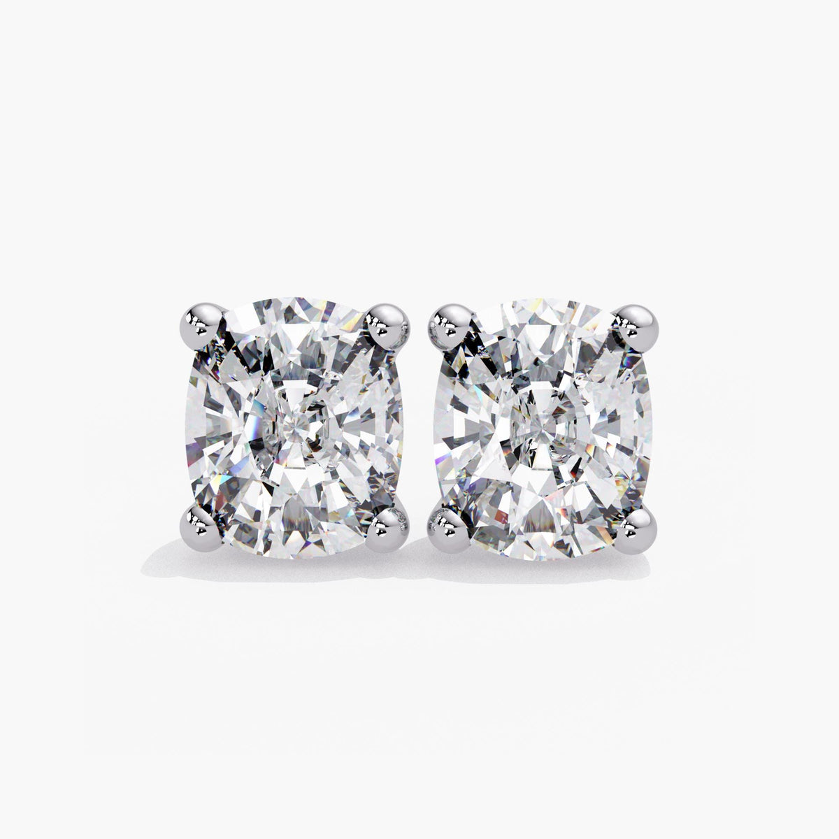 14K Gold Elongated Cushion Lab Diamond Stud Earrings, 2 & 3 CTW IGI Certified