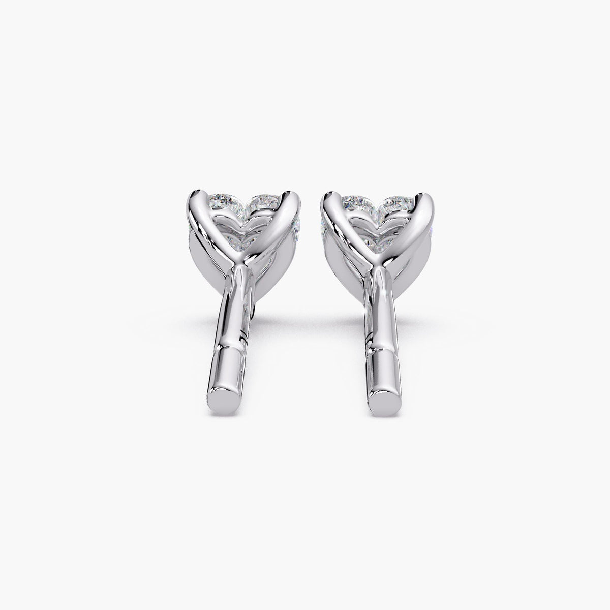 14K Gold Heart Diamond Stud Earrings, 1-4 CTW IGI Certified