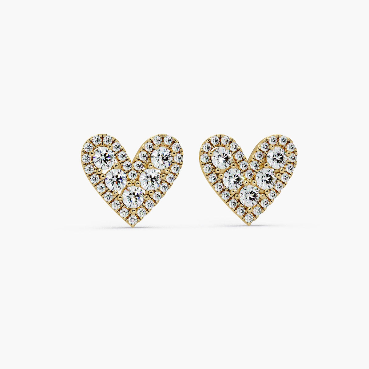 Heart Earring Gold Diamond / Diamond Heart Shaped Earring / Diamond Heart Studs / Heart Cut Earrings / Love Earrings