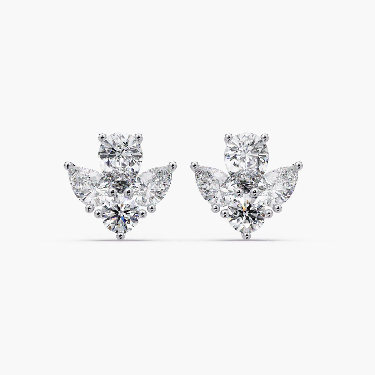 3ctw diamond cluster earrings / pear diamond studs / lab grown diamond earrings / floral diamond studs / 14k gold diamond earrings / statement diamond studs / cluster stud earrings / pear round diamond earrings / luxury diamond earrings / anniversary diamond gift