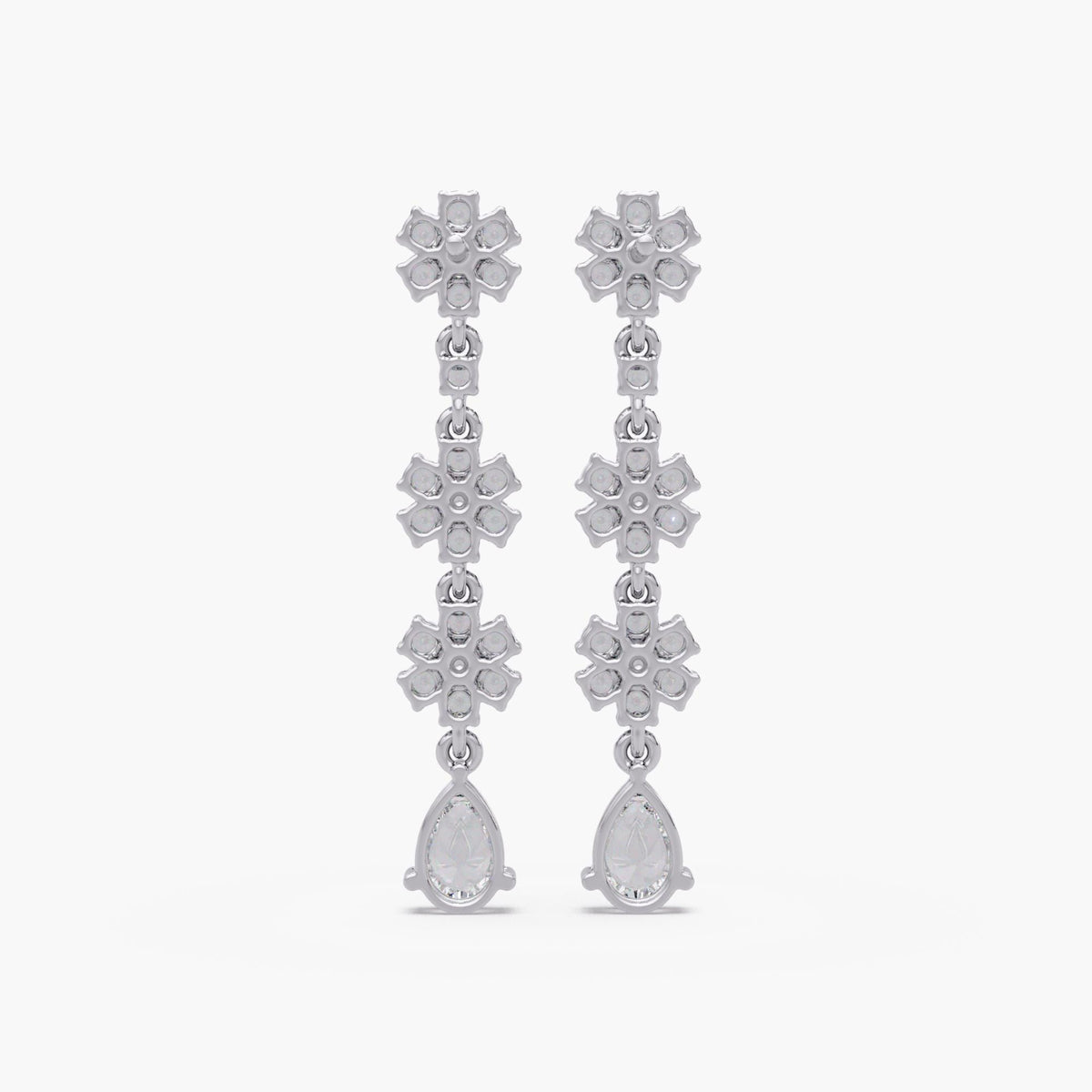 14k Gold Flower Stud / Teardrop Lab Diamonds 2.6 Ct / 2.5 Diamond Dangle / Diamond Dangle Charms / Drop Earring Gold Diamond Cluster / Long Diamond Earring in 14K Gold / Womans Diamond Earrings / Bridesmaid Dangly Earrings / Drop Stud Earrings Wedding