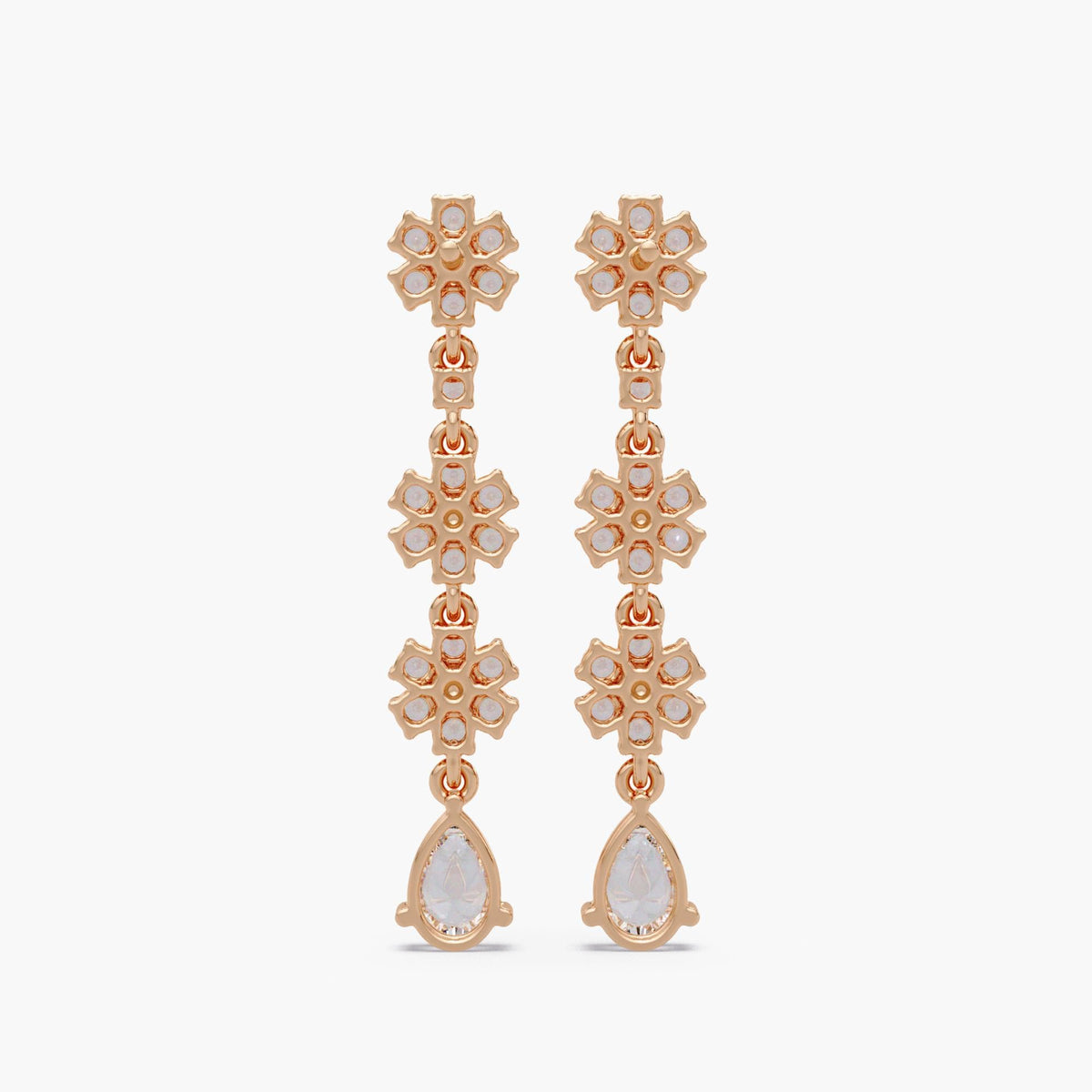 14k Gold Flower Stud / Teardrop Lab Diamonds 2.6 Ct / 2.5 Diamond Dangle / Diamond Dangle Charms / Drop Earring Gold Diamond Cluster / Long Diamond Earring in 14K Gold / Womans Diamond Earrings / Bridesmaid Dangly Earrings / Drop Stud Earrings Wedding