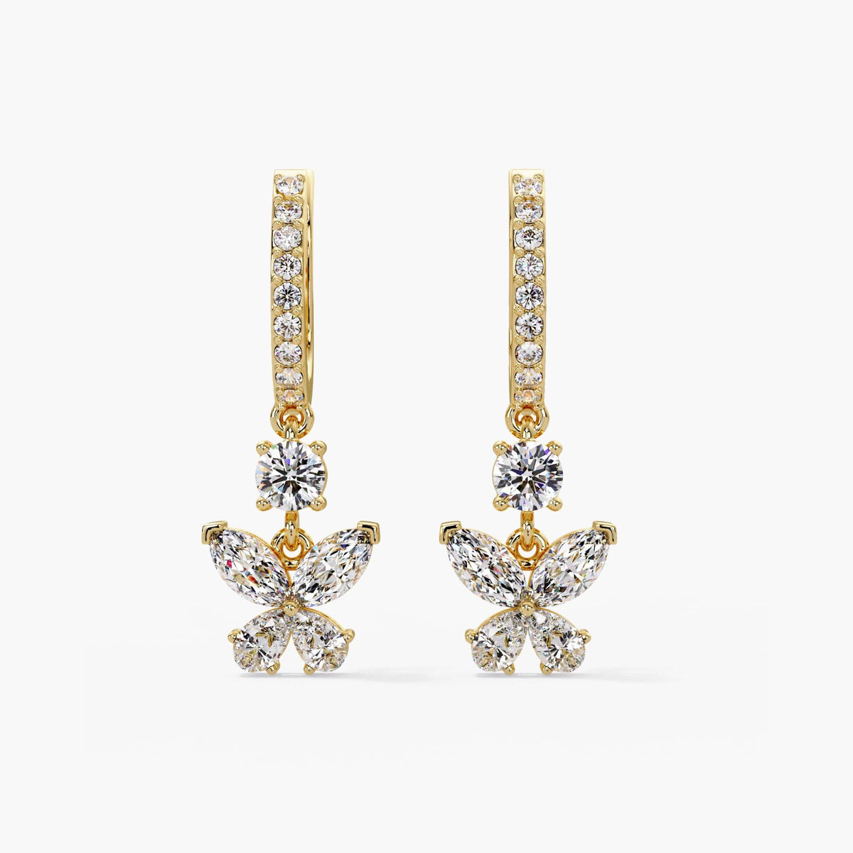 14K Gold Butterfly Earrings / Diamond Butterfly Drop Earrings / Butterfly Huggie Earrings / Diamond Dangle Butterfly Earrings / Pavé Diamond Butterfly Earrings / 14K Gold Latchback Earrings / Lab Grown Diamond Earrings / Gold Butterfly Earrings for Women / Diamond Earrings Gift for Her