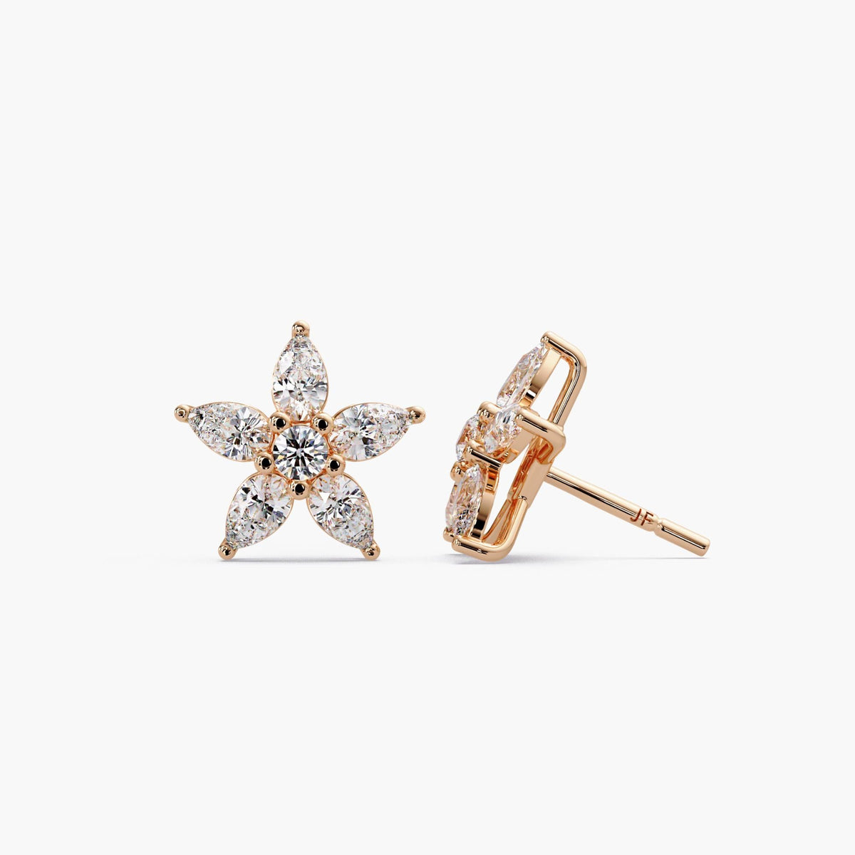 2ct Pear Earring / Pear Cut Studs 14K Gold / Dainty Earrings Daisy Tiny / 2 Carat Pear Stud / Lab Grown Teardrop Earring / Cluster Diamond Earring / Sunflower Earrings Diamonds / Diamond Flower Studs bride / Diamond Daisy Earring / Lab Diamond Earrings Women