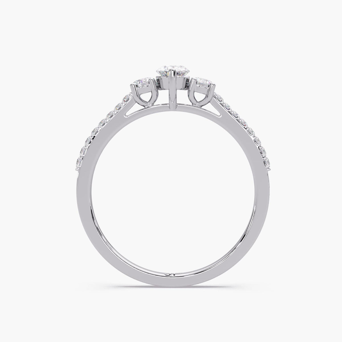 14K gold oval lab-grown diamond ring with three-stone design and pavé band.
A petite, low-profile diamond ring for promise, April birthstone, or meaningful gifting.
Clean, dainty diamond ring made for everyday wear