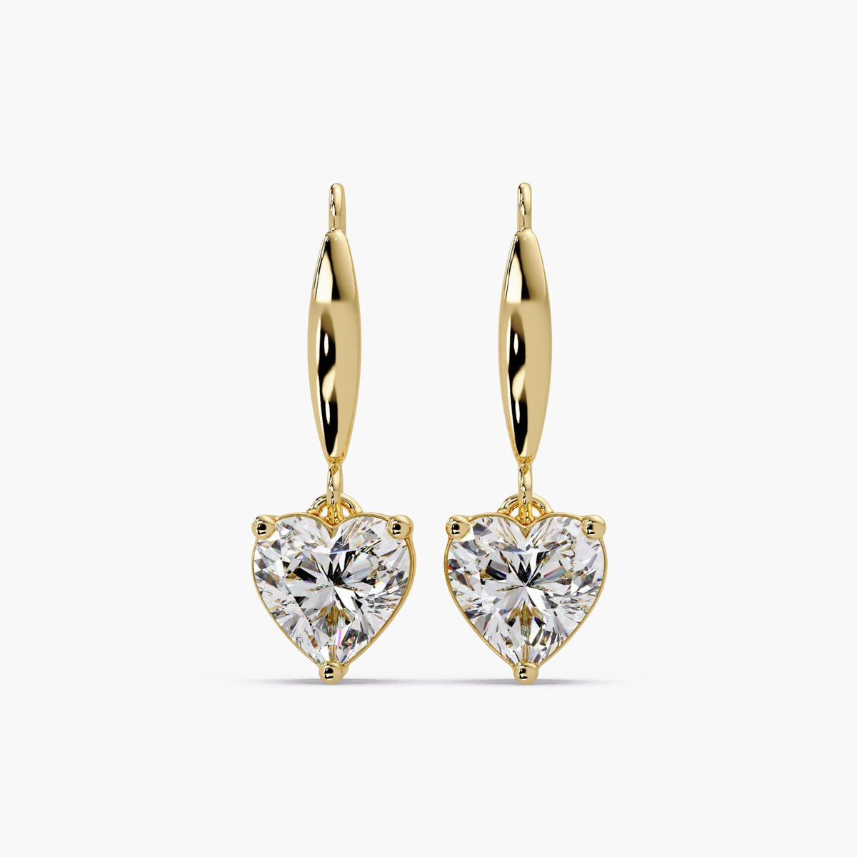 heart diamond drop earrings 14k gold lab grown diamond dangle earrings