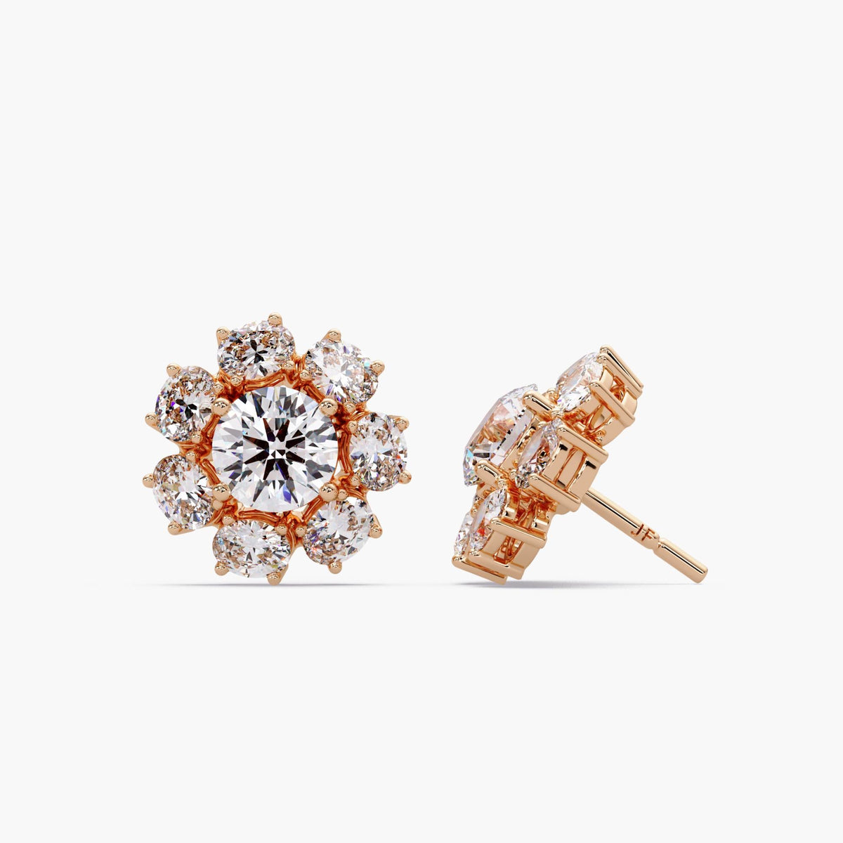 14K Gold Diamond Blossom Stud / Diamond Earring Cluster Yellow Gold / Lab Grown Diamond Earrings Halo / Lab Diamond Statement Earrings / Diamond Stud Earrings Bride / Lab Diamond Earrings Wedding / Ladies Diamond 14Kt Earrings
