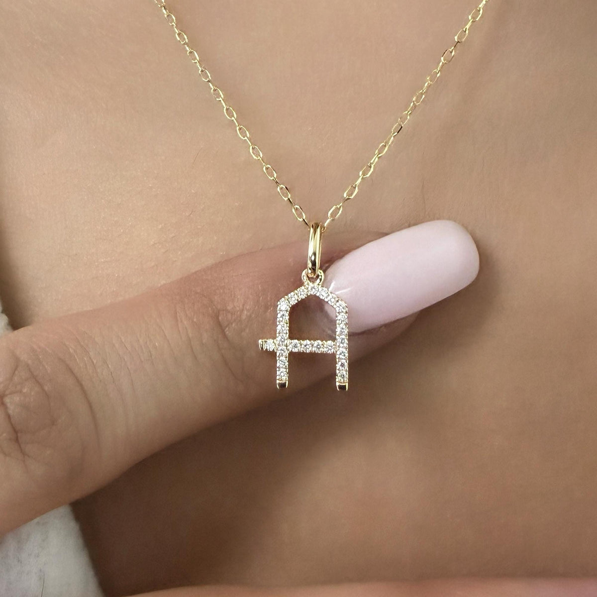 Gold Initial Necklace / Diamond Initial Pendant / 14K Gold Pendant / Diamond Initial Jewelry / Initial Charm Diamond / Letter Pendant Small / Gold Diamond Letter
