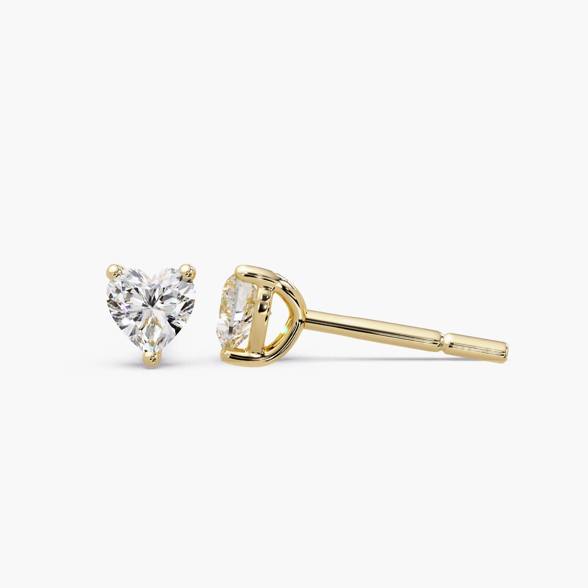 14K Gold Heart Diamond Stud Earrings, 1-4 CTW IGI Certified