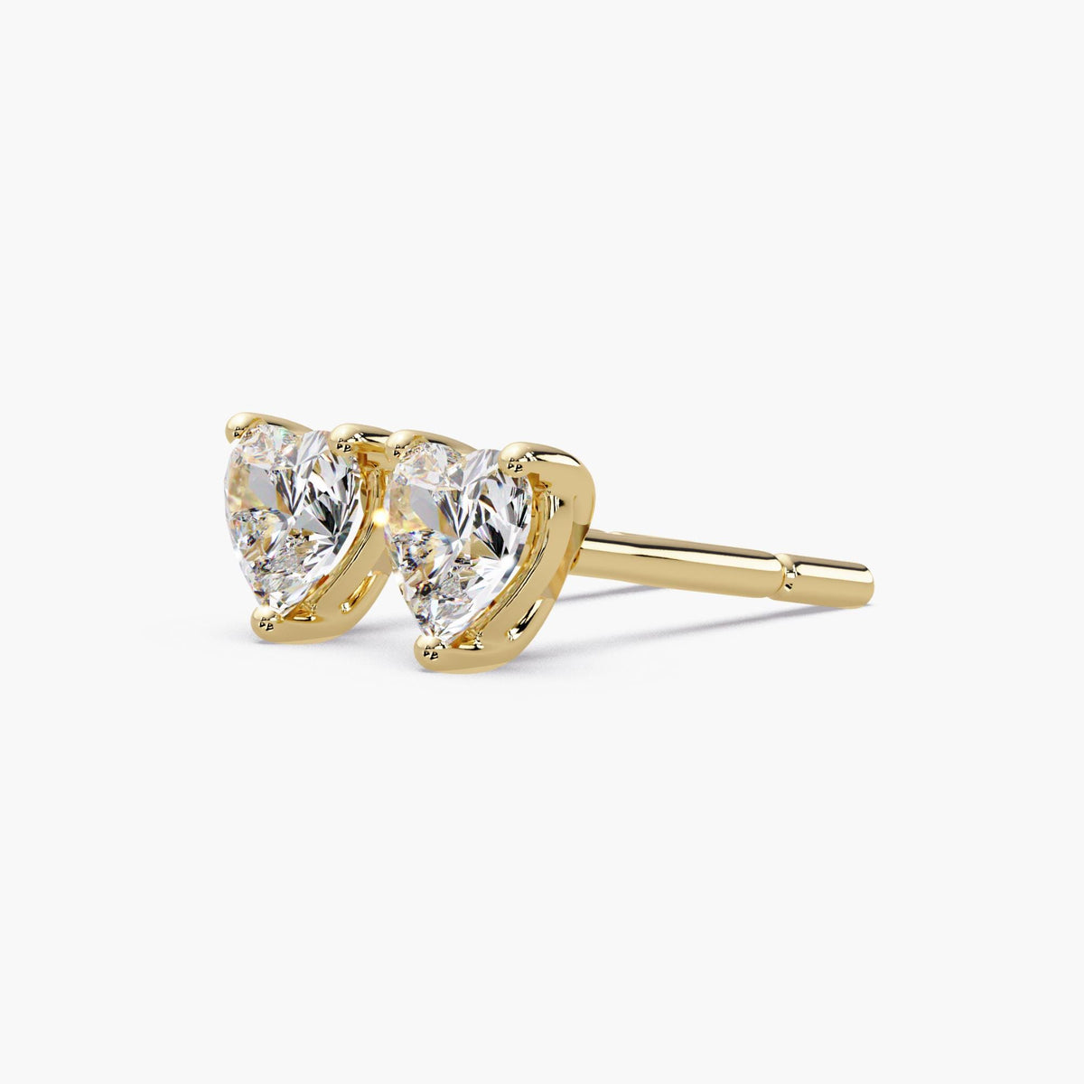 14K Gold Heart Diamond Stud Earrings, 1-4 CTW IGI Certified