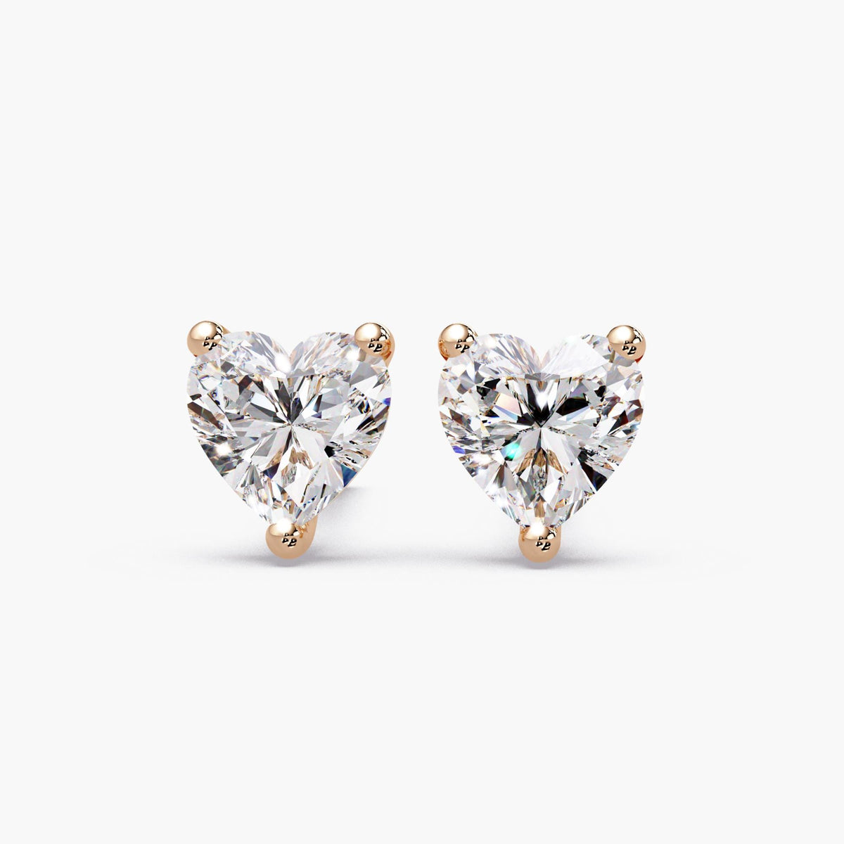 14K Gold Heart Diamond Stud Earrings, 1-4 CTW IGI Certified