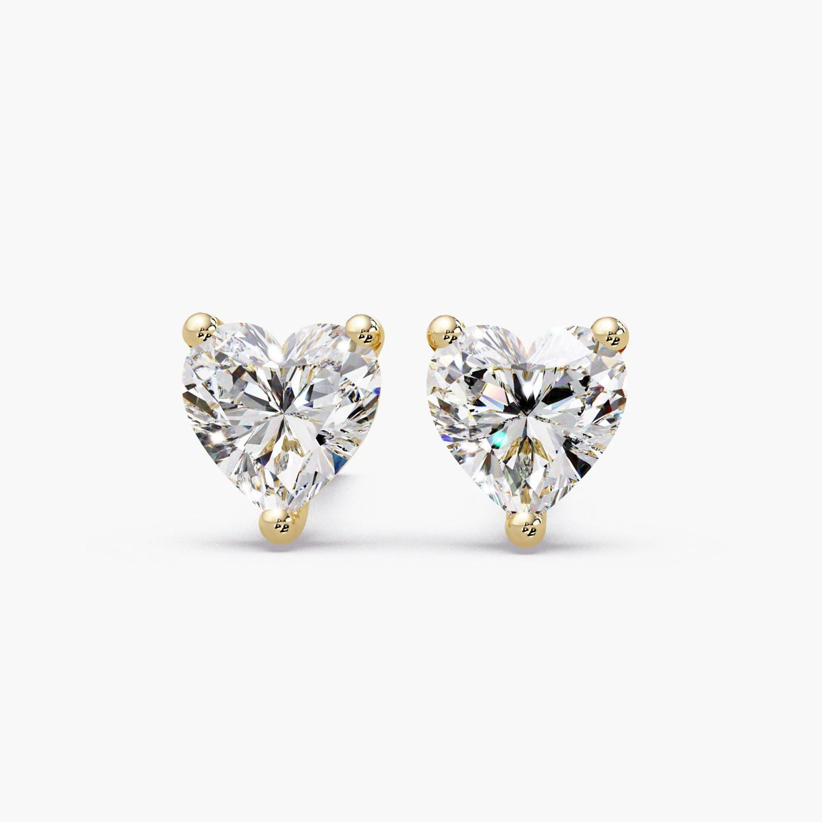 14K Gold Heart Diamond Stud Earrings, 1-4 CTW IGI Certified