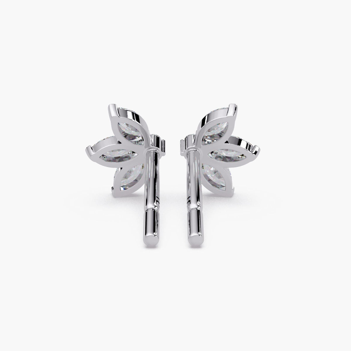 14k white gold marquise diamond stud earrings / marquise cluster diamond studs white gold / floral diamond stud earrings white gold / lab grown diamond flower studs white gold / dainty white gold diamond studs