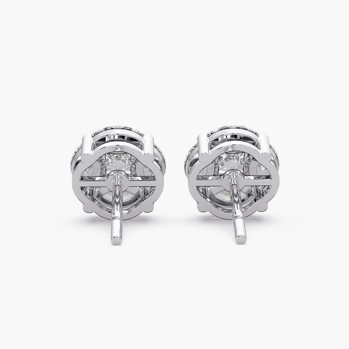 14K white gold diamond cluster studs / diamond cluster earrings large / square diamond illusion earrings / lab diamond illusion earrings / cluster lab grown diamond earrings / princess cut earrings women