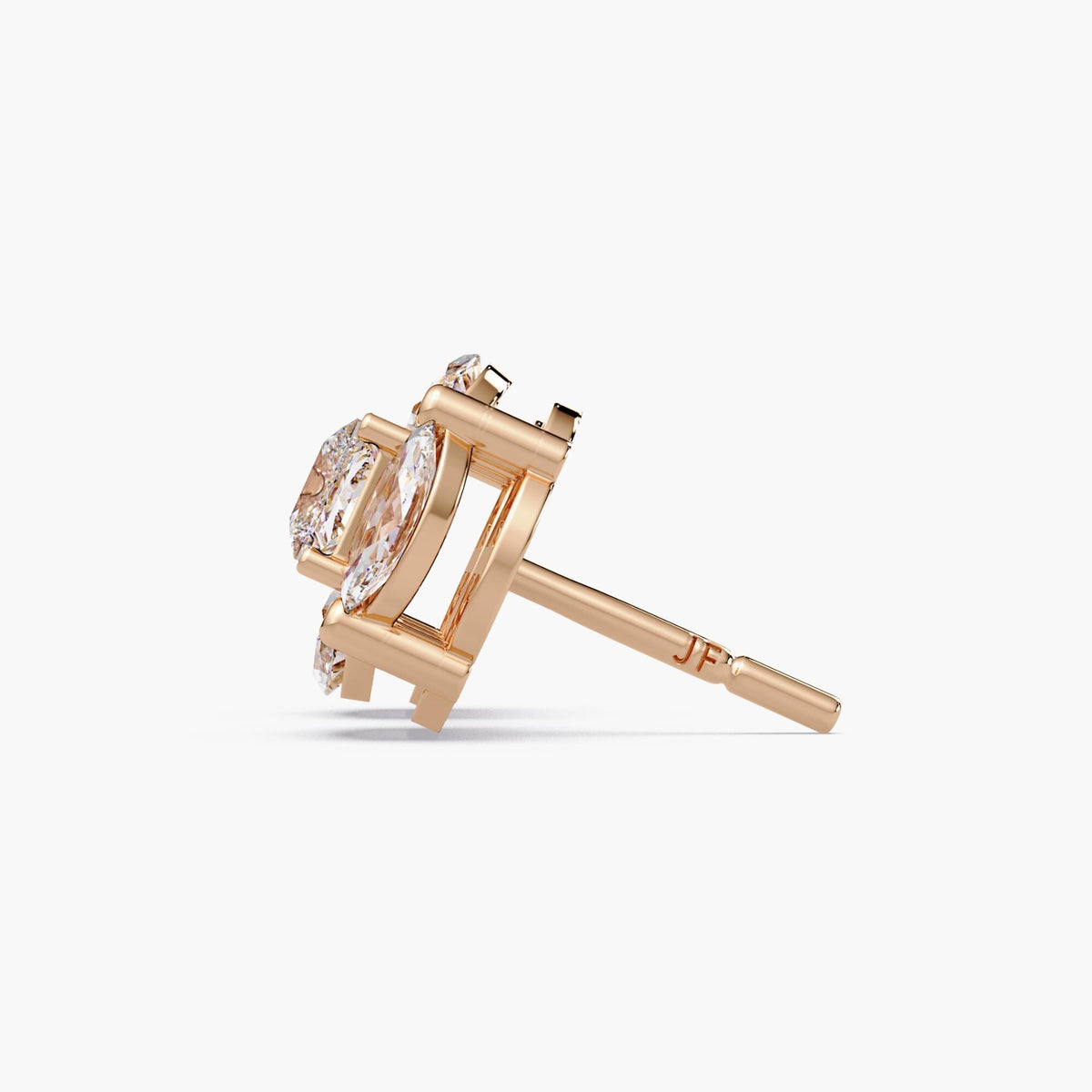 14K rose gold diamond cluster studs / diamond cluster earrings large / square diamond illusion earrings / lab diamond illusion earrings / cluster lab grown diamond earrings / princess cut earrings women