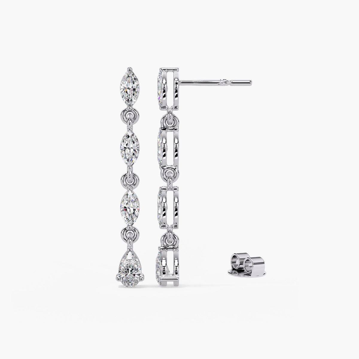 14K Gold Lab diamond fancy earrings, diamond earrings lab grown drops, lab marquise stud, lab diamond ring earrings, long lab diamond earring, diamond earring set marquise