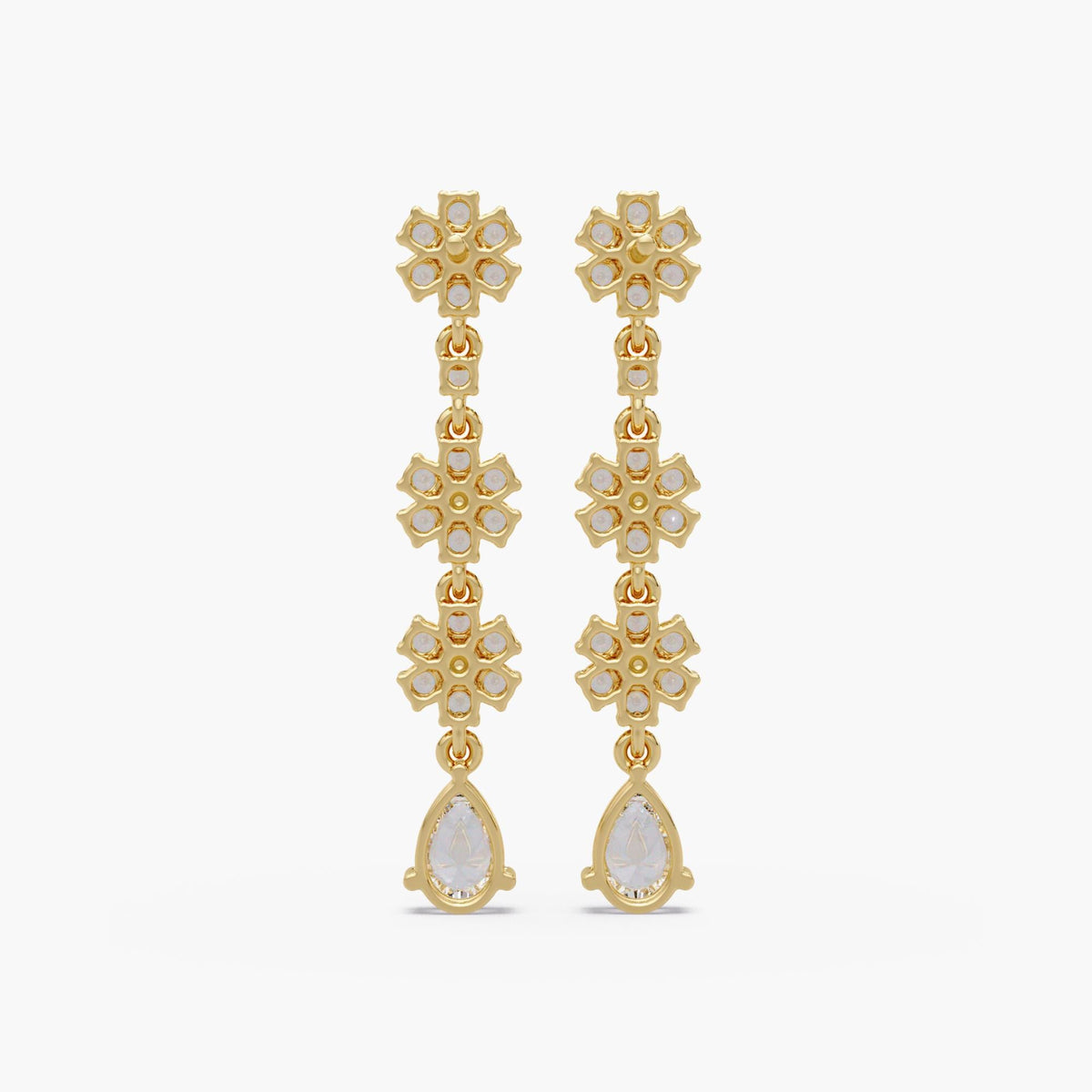 14k Gold Flower Stud / Teardrop Lab Diamonds 2.6 Ct / 2.5 Diamond Dangle / Diamond Dangle Charms / Drop Earring Gold Diamond Cluster / Long Diamond Earring in 14K Gold / Womans Diamond Earrings / Bridesmaid Dangly Earrings / Drop Stud Earrings Wedding