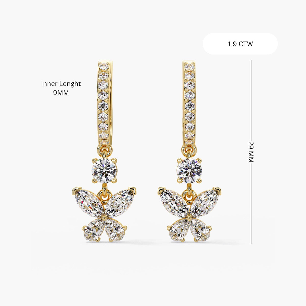 14K Gold Butterfly Earrings / Diamond Butterfly Drop Earrings / Butterfly Huggie Earrings / Diamond Dangle Butterfly Earrings / Pavé Diamond Butterfly Earrings / 14K Gold Latchback Earrings / Lab Grown Diamond Earrings / Gold Butterfly Earrings for Women / Diamond Earrings Gift for Her
