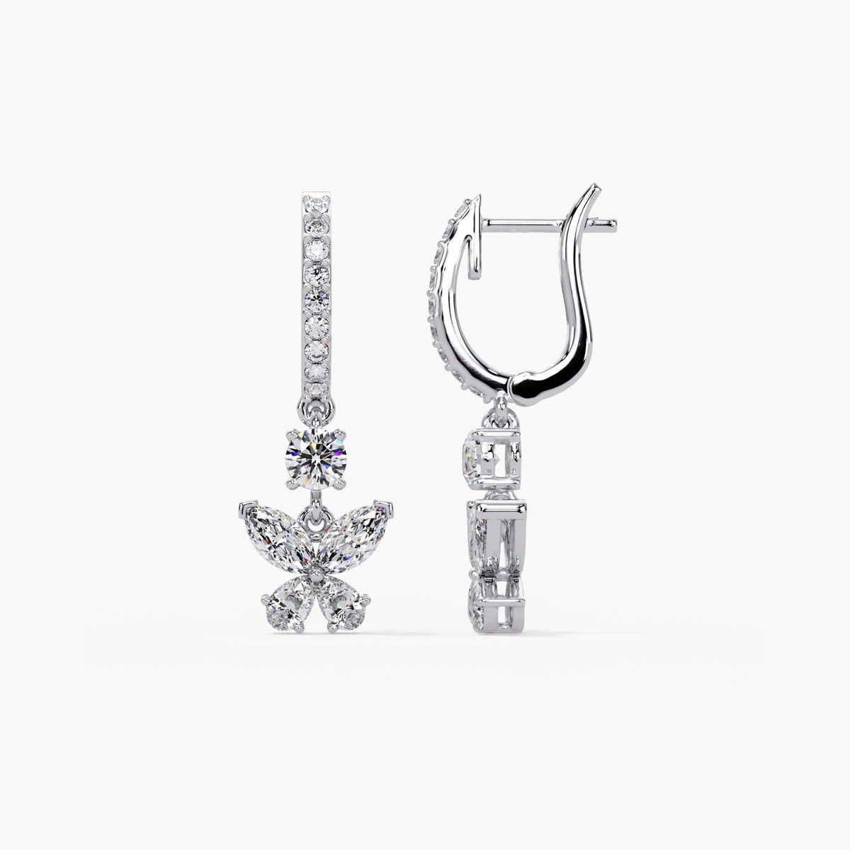 14K Gold Butterfly Earrings / Diamond Butterfly Drop Earrings / Butterfly Huggie Earrings / Diamond Dangle Butterfly Earrings / Pavé Diamond Butterfly Earrings / 14K Gold Latchback Earrings / Lab Grown Diamond Earrings / Gold Butterfly Earrings for Women / Diamond Earrings Gift for Her