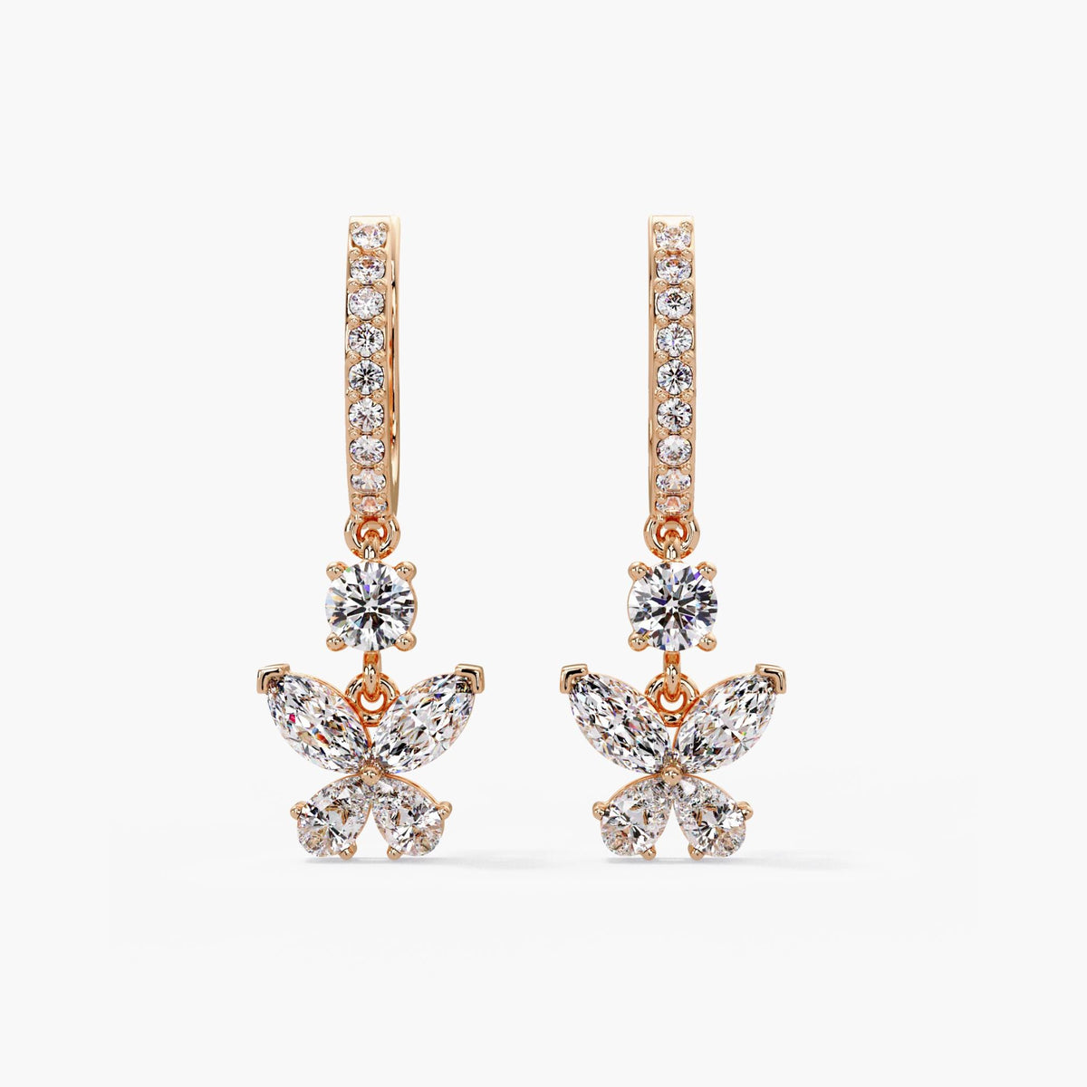 14K Gold Butterfly Earrings / Diamond Butterfly Drop Earrings / Butterfly Huggie Earrings / Diamond Dangle Butterfly Earrings / Pavé Diamond Butterfly Earrings / 14K Gold Latchback Earrings / Lab Grown Diamond Earrings / Gold Butterfly Earrings for Women / Diamond Earrings Gift for Her