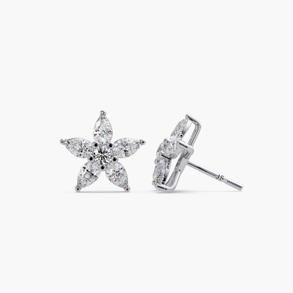 2ct Pear Earring / Pear Cut Studs 14K Gold / Dainty Earrings Daisy Tiny / 2 Carat Pear Stud / Lab Grown Teardrop Earring / Cluster Diamond Earring / Sunflower Earrings Diamonds / Diamond Flower Studs bride / Diamond Daisy Earring / Lab Diamond Earrings Women