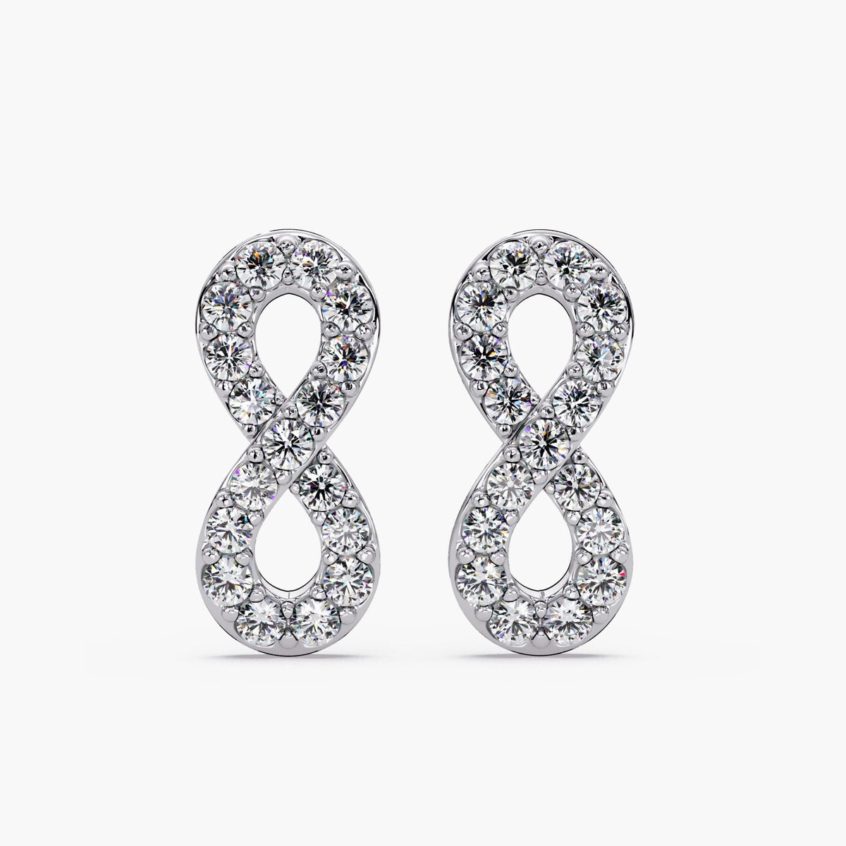 0.50CTW Lab Diamond Infinity Stud Earrings, 14K Gold Pave Love Earrings