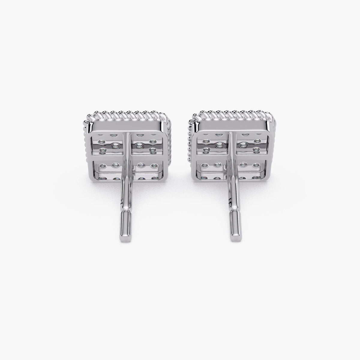 14K Gold Square Diamond Stud Earrings, Micro Pavé Cluster Diamond Studs, Natural Diamond Earrings