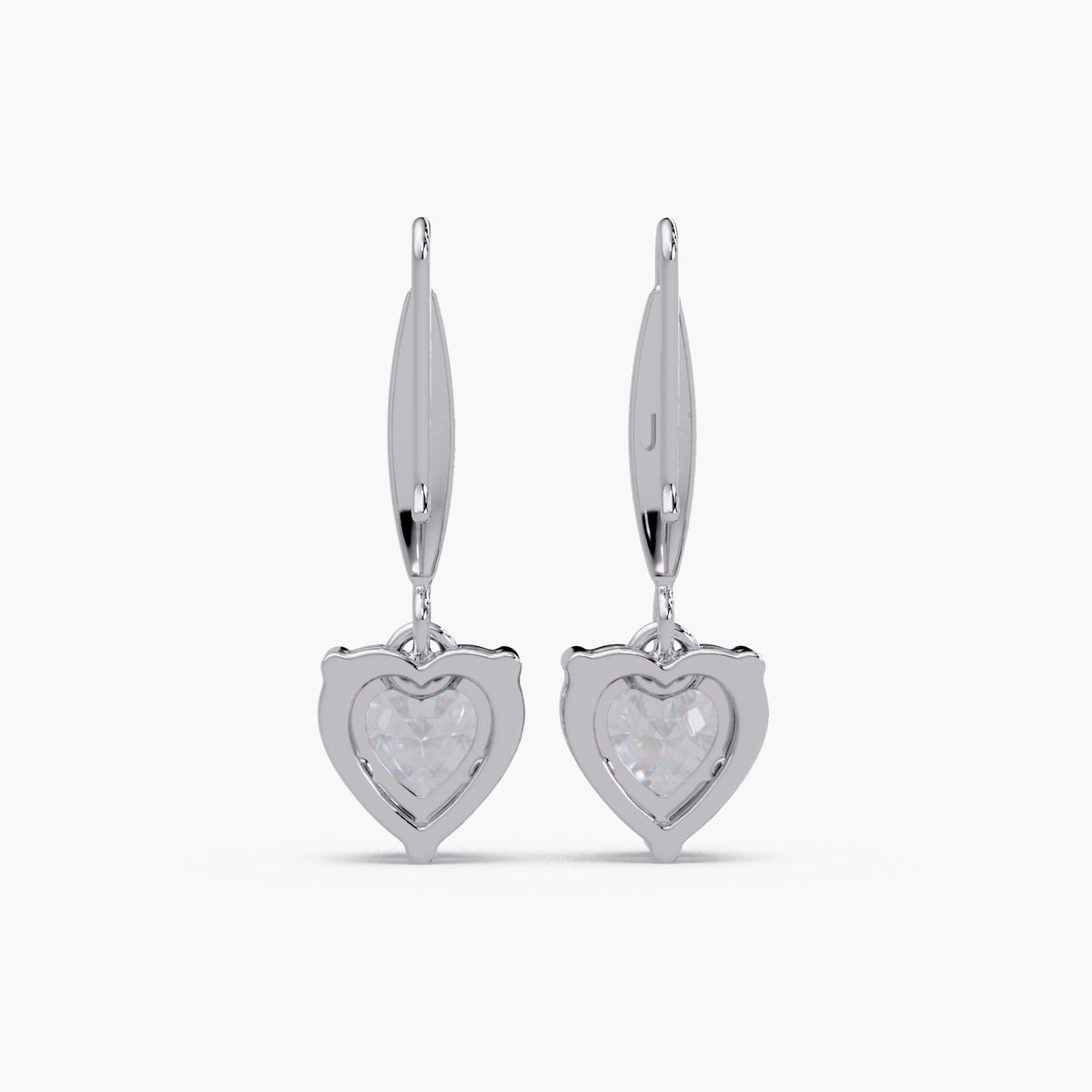 heart diamond earrings back view secure hook closure gold drop earrings
