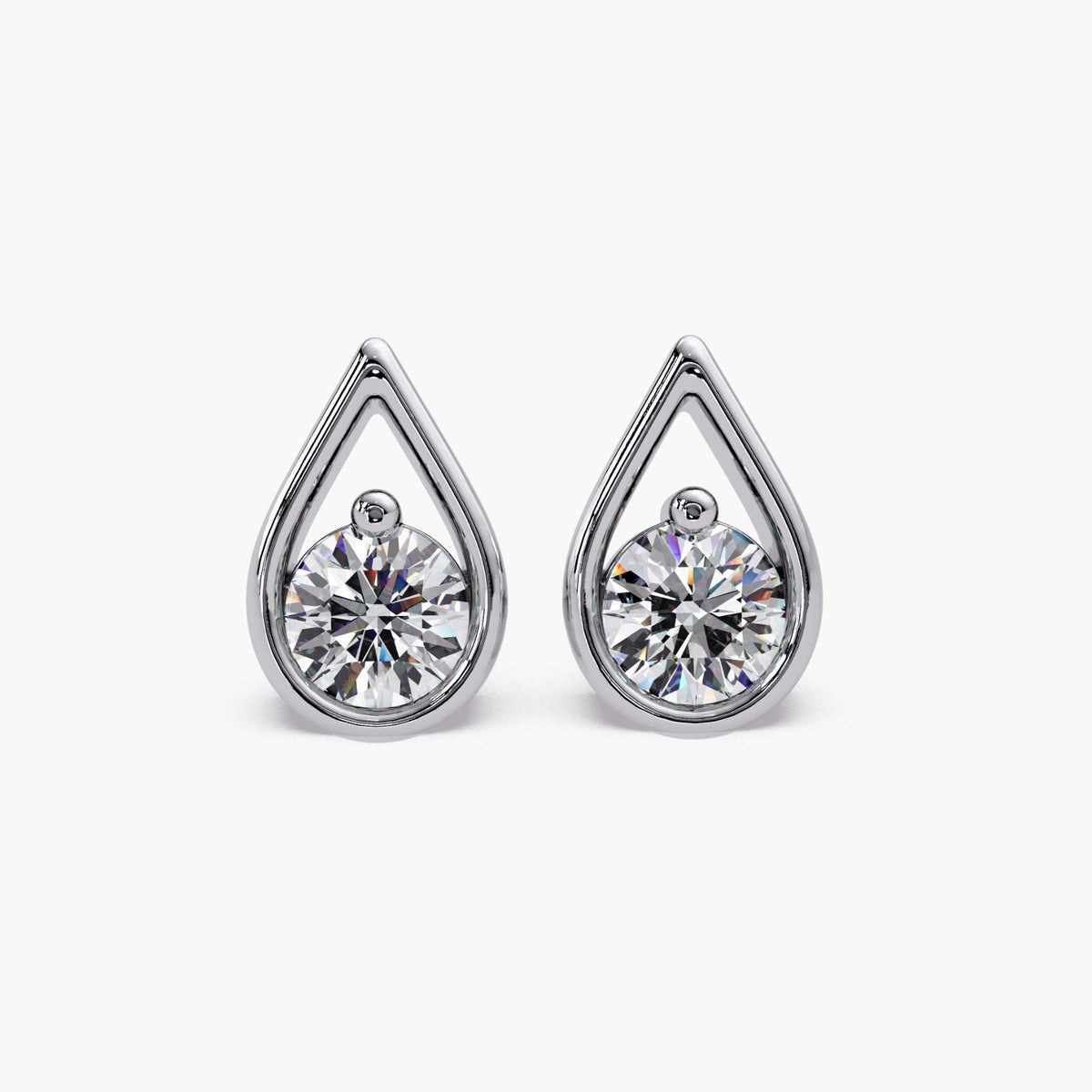 white gold diamond stud earrings / lab grown diamond studs white gold / teardrop diamond studs white gold