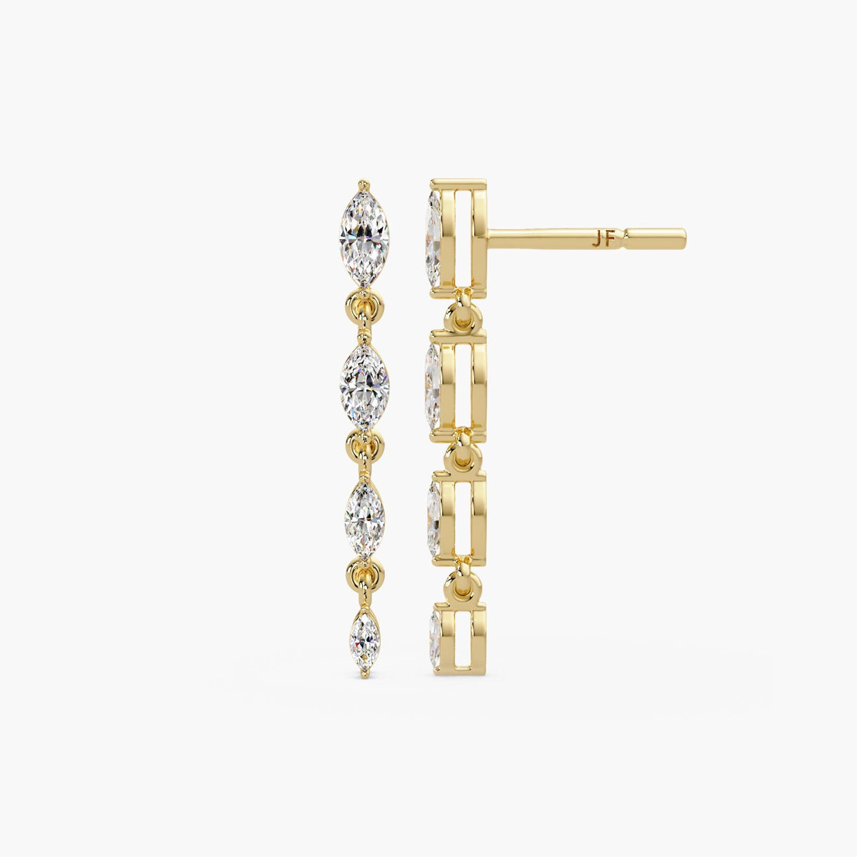 14K Yellow Gold Drop earrings marquise / Lab grown diamond long earrings / Diamond dangle earrings simple / Gold dangly earrings with diamond / Cascading diamond earrings / Marquise earrings for bridal / Bridal earrings gold simple / Wedding earrings marquise / Tassel diamond earrings / Diamond danglers / Earrings for bride / Womens diamond earrings / Formal wear earrings / Bride minimal earrings / Sparkle wedding earrings / Diamond gift earrings