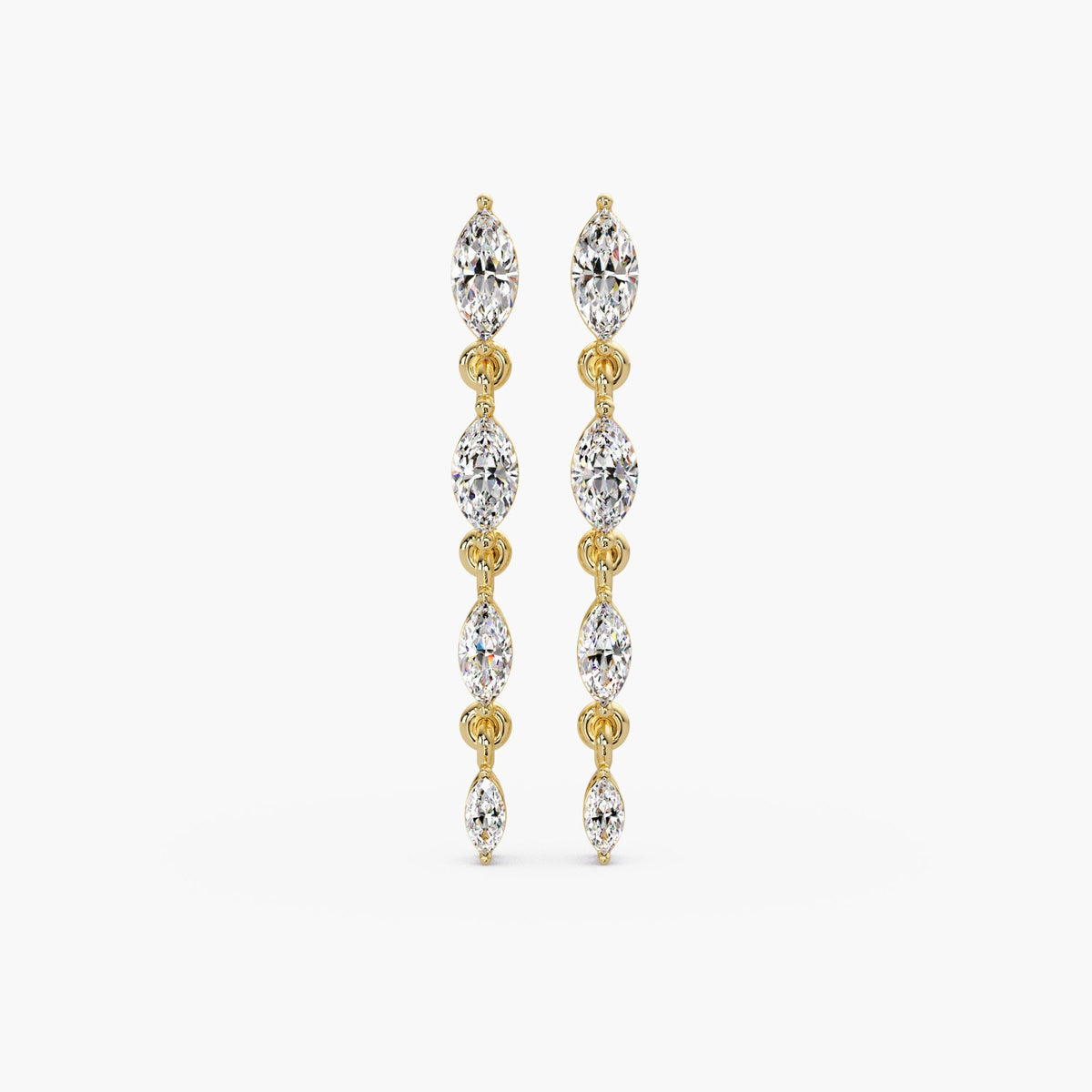 14K Yellow Gold Drop earrings marquise / Lab grown diamond long earrings / Diamond dangle earrings simple / Gold dangly earrings with diamond / Cascading diamond earrings / Marquise earrings for bridal / Bridal earrings gold simple / Wedding earrings marquise / Tassel diamond earrings / Diamond danglers / Earrings for bride / Womens diamond earrings / Formal wear earrings / Bride minimal earrings / Sparkle wedding earrings / Diamond gift earrings