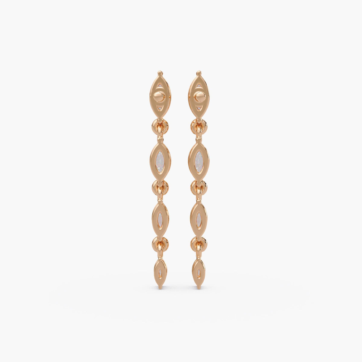 14K Rose Gold Drop earrings marquise / Lab grown diamond long earrings / Diamond dangle earrings simple / Gold dangly earrings with diamond / Cascading diamond earrings / Marquise earrings for bridal / Bridal earrings gold simple / Wedding earrings marquise / Tassel diamond earrings / Diamond danglers / Earrings for bride / Womens diamond earrings / Formal wear earrings / Bride minimal earrings / Sparkle wedding earrings / Diamond gift earrings