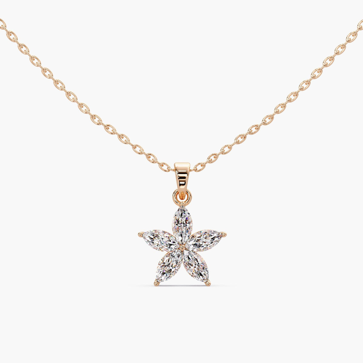 diamond flower necklace / marquise diamond flower necklace / 14k gold diamond flower necklace / lab diamond flower pendant / marquise lab diamond necklace / floral diamond necklace gold / dainty diamond flower pendant / cluster diamond flower necklace
