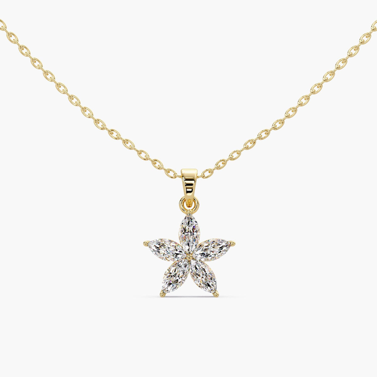 diamond flower necklace / marquise diamond flower necklace / 14k gold diamond flower necklace / lab diamond flower pendant / marquise lab diamond necklace / floral diamond necklace gold / dainty diamond flower pendant / cluster diamond flower necklace