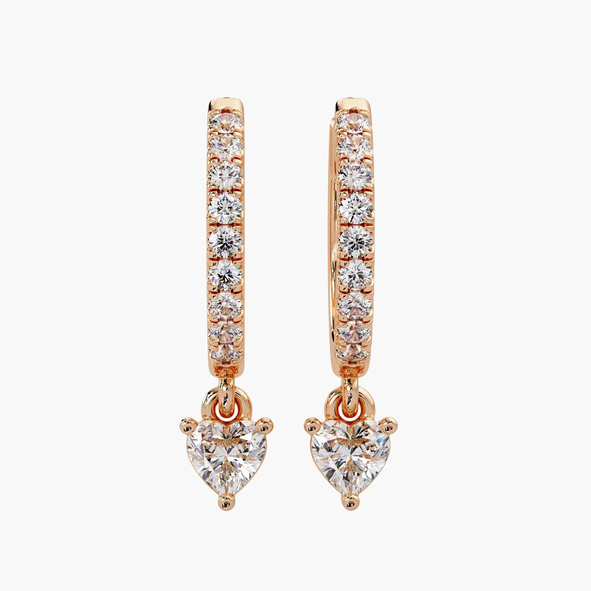 cartilage heart huggie earrings gold / pave heart diamond hoop earrings / hinged gold heart huggie earrings / minimal heart diamond hoops everyday wear