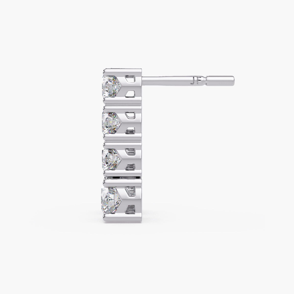 14K white gold diamond line earrings, diamond bar earrings, lab diamond earrings, 14k gold diamond earrings, diamond graduating earrings, linear diamond earrings, round diamond earrings, 1.9 ctw diamond earrings