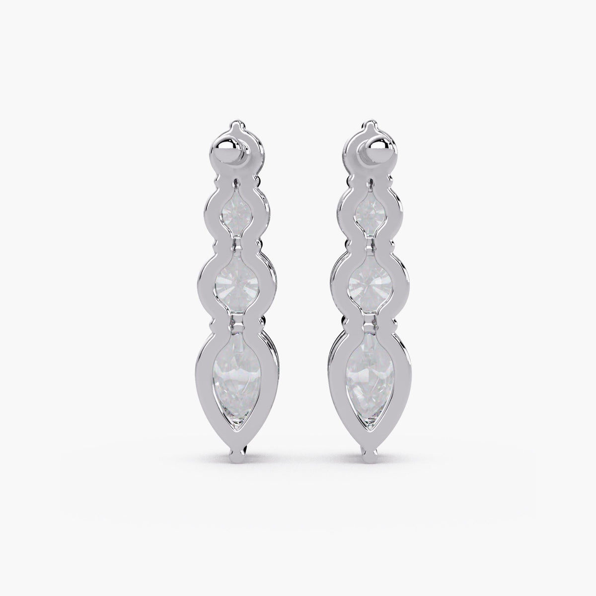 1 CT Pear and Round Lab Diamond Bar Stud Earrings, 14K Gold