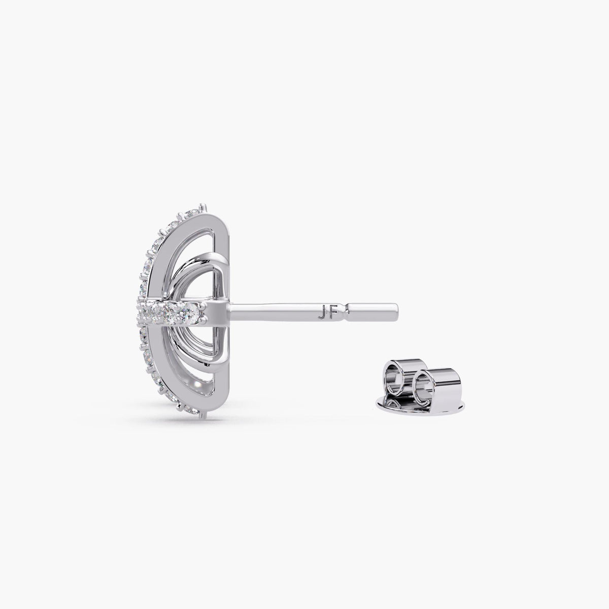 14K white gold natural diamond star stud earrings, pave set round diamonds in starburst design