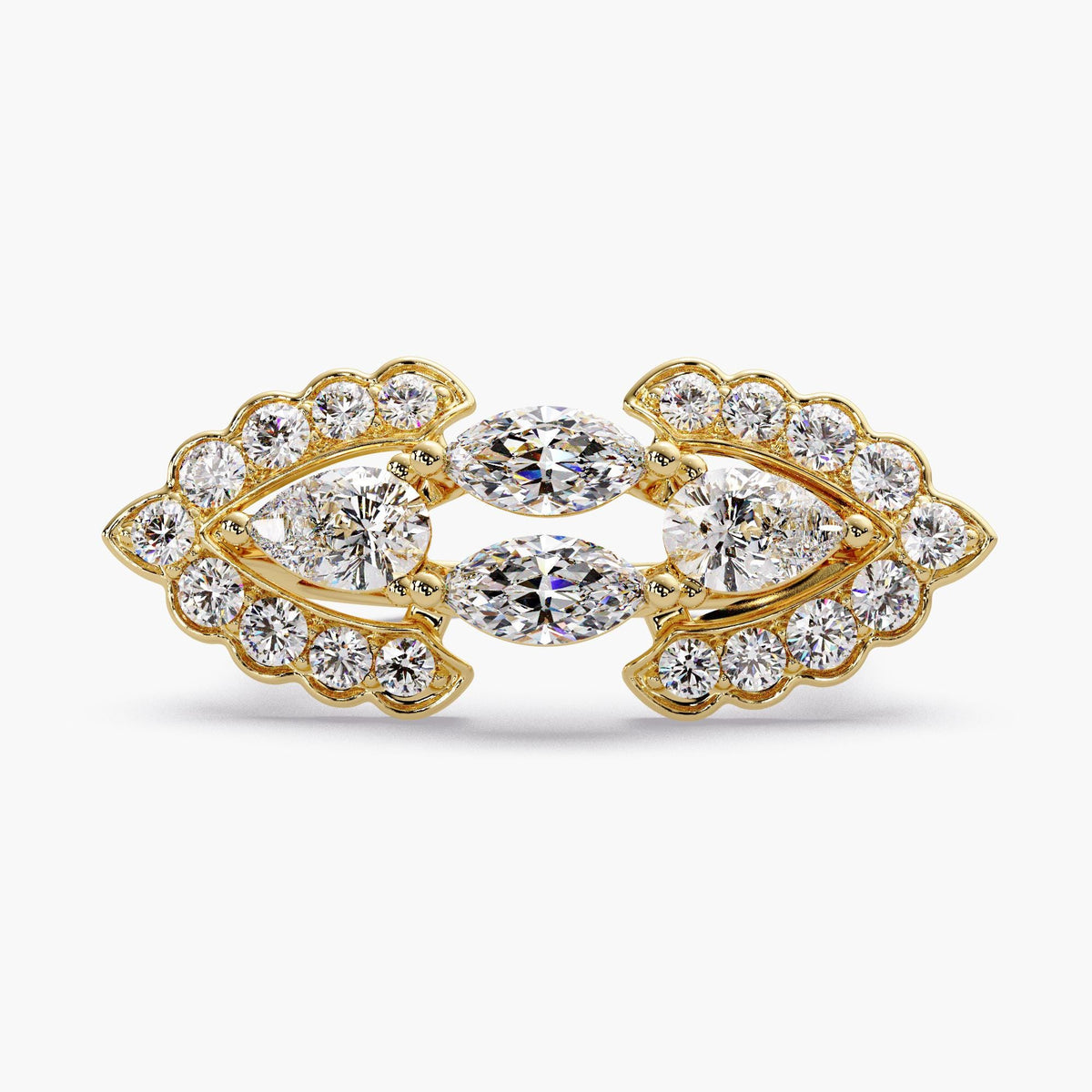 pear marquise lab diamond ring / 1.8 ctw diamond ring / cluster diamond cocktail ring / open wrap diamond ring / statement gold ring