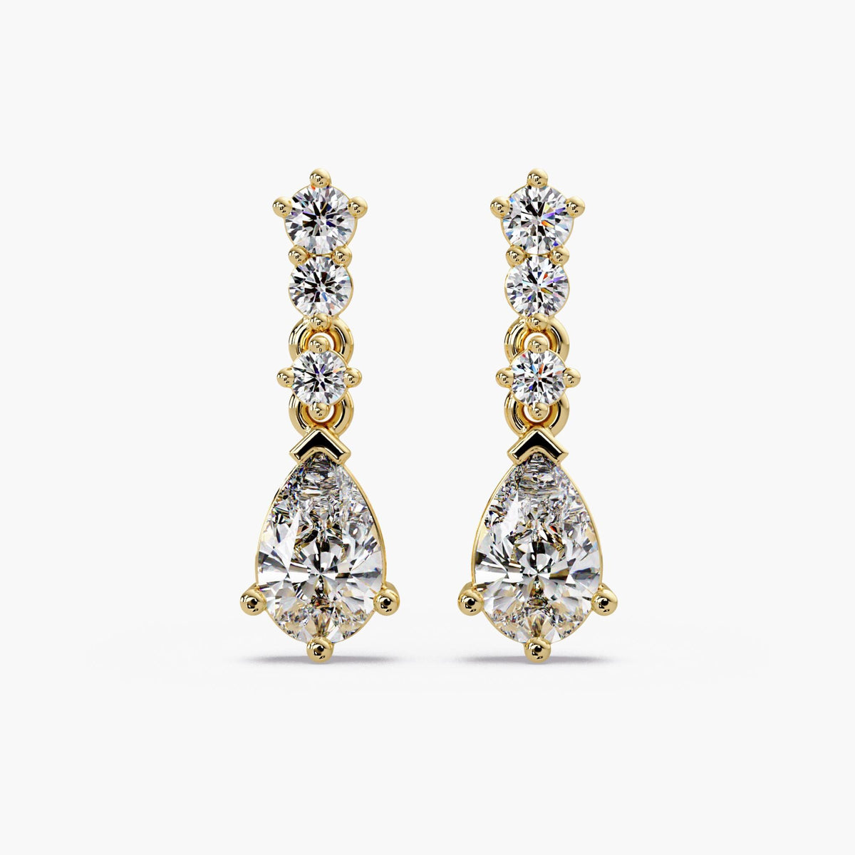 14k gold pear diamond drop earrings / 2 ctw lab diamond earrings / 14k gold diamond dangle earrings / pear teardrop diamond earrings / low profile diamond drop earrings / everyday diamond earrings
