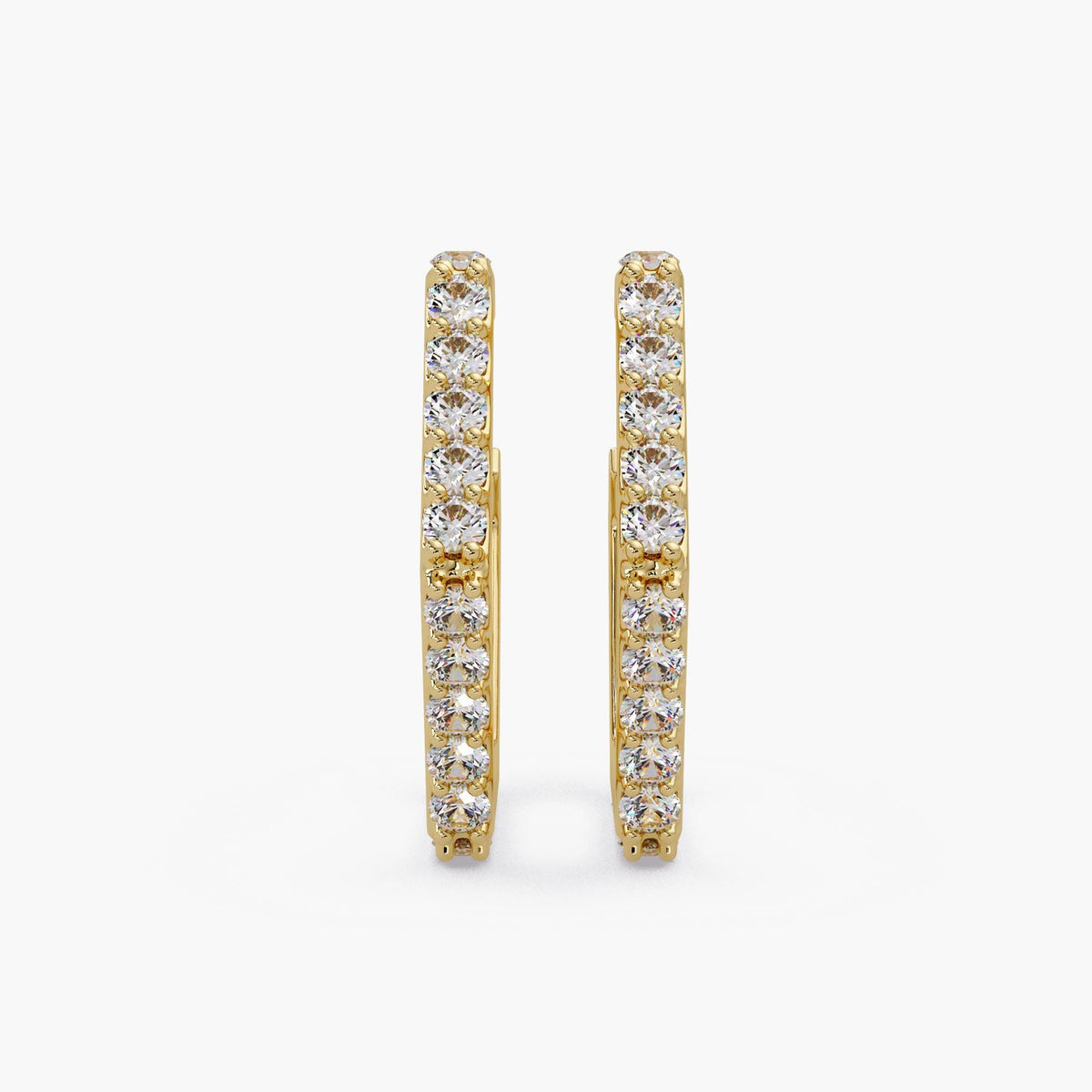 14k gold diamond hoops / medium size hoop earrings / geometric halfmoon earrings / luxury diamond hoops / stackable diamond earrings
