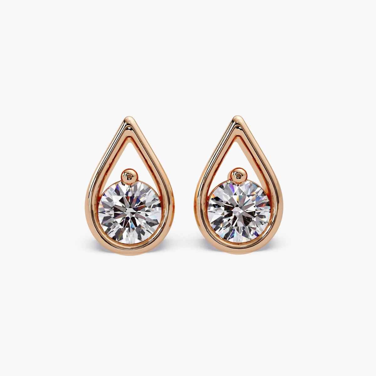 rose gold diamond stud earrings / teardrop diamond studs rose gold / lab diamond studs rose gold