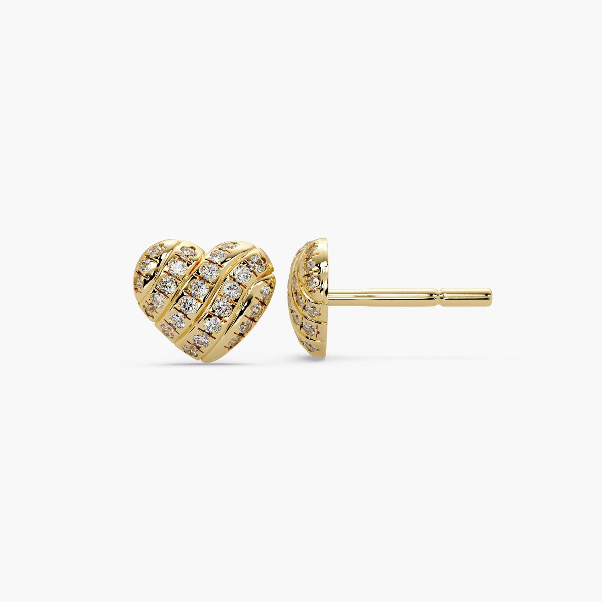 14k yellow gold mini heart studs / everyday diamond earrings / puff heart earrings / minimalist gold earrings