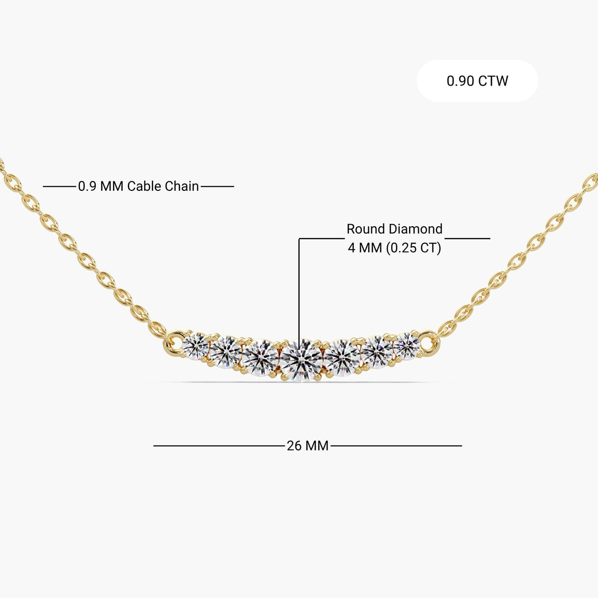 14k gold diamond bar necklace / round lab diamond bezel bar necklace / curved diamond bar necklace solid gold / dainty diamond bar layering necklace