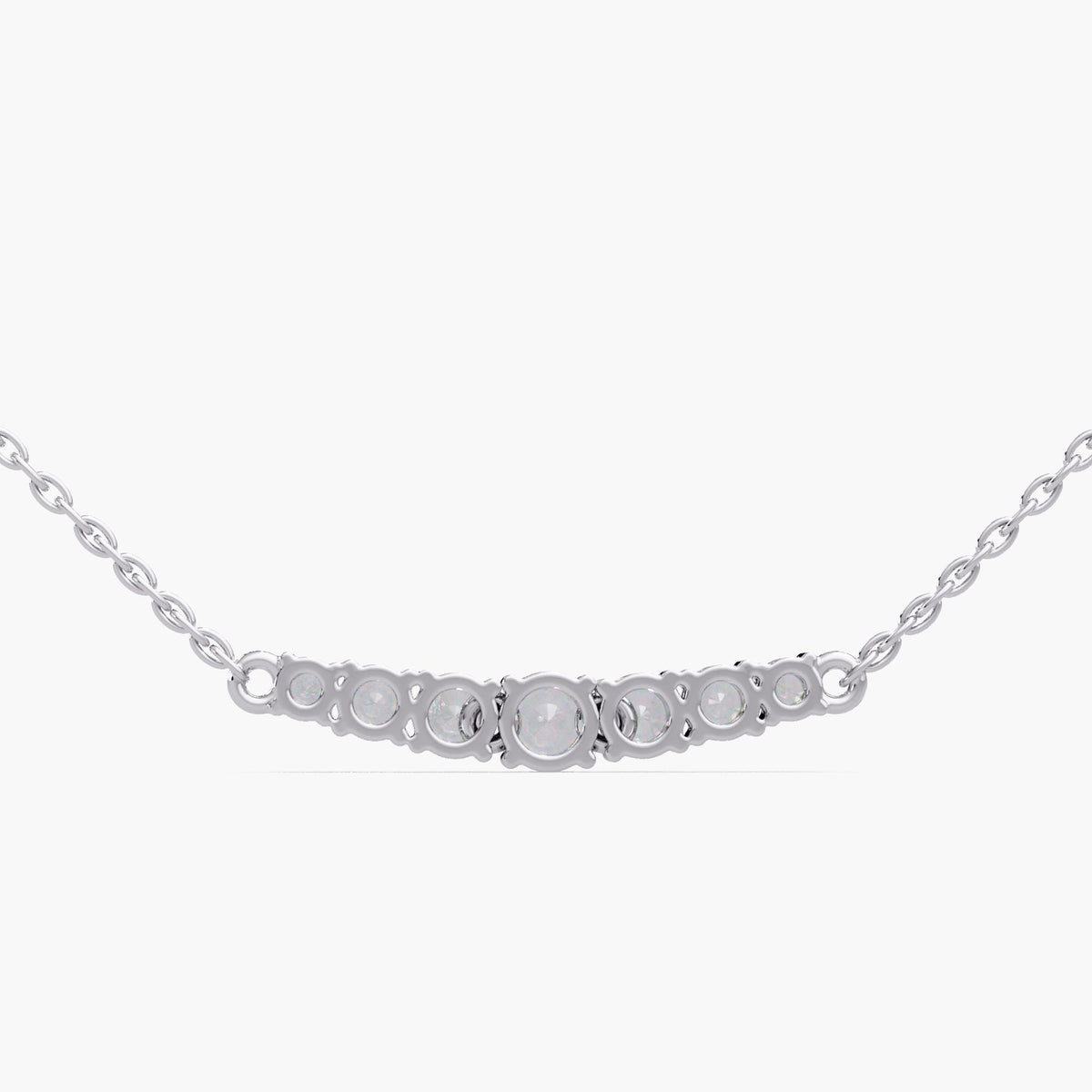 14k white gold diamond bar necklace / round lab diamond bezel bar necklace / curved diamond bar necklace solid gold / dainty diamond bar layering necklace